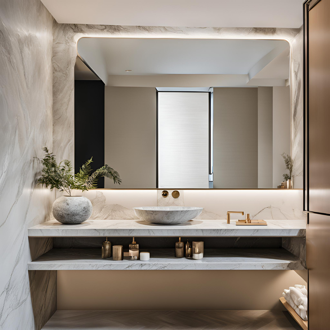 marbrier pour la pose d'un plan vasque en marbre à Saint-Tropez 