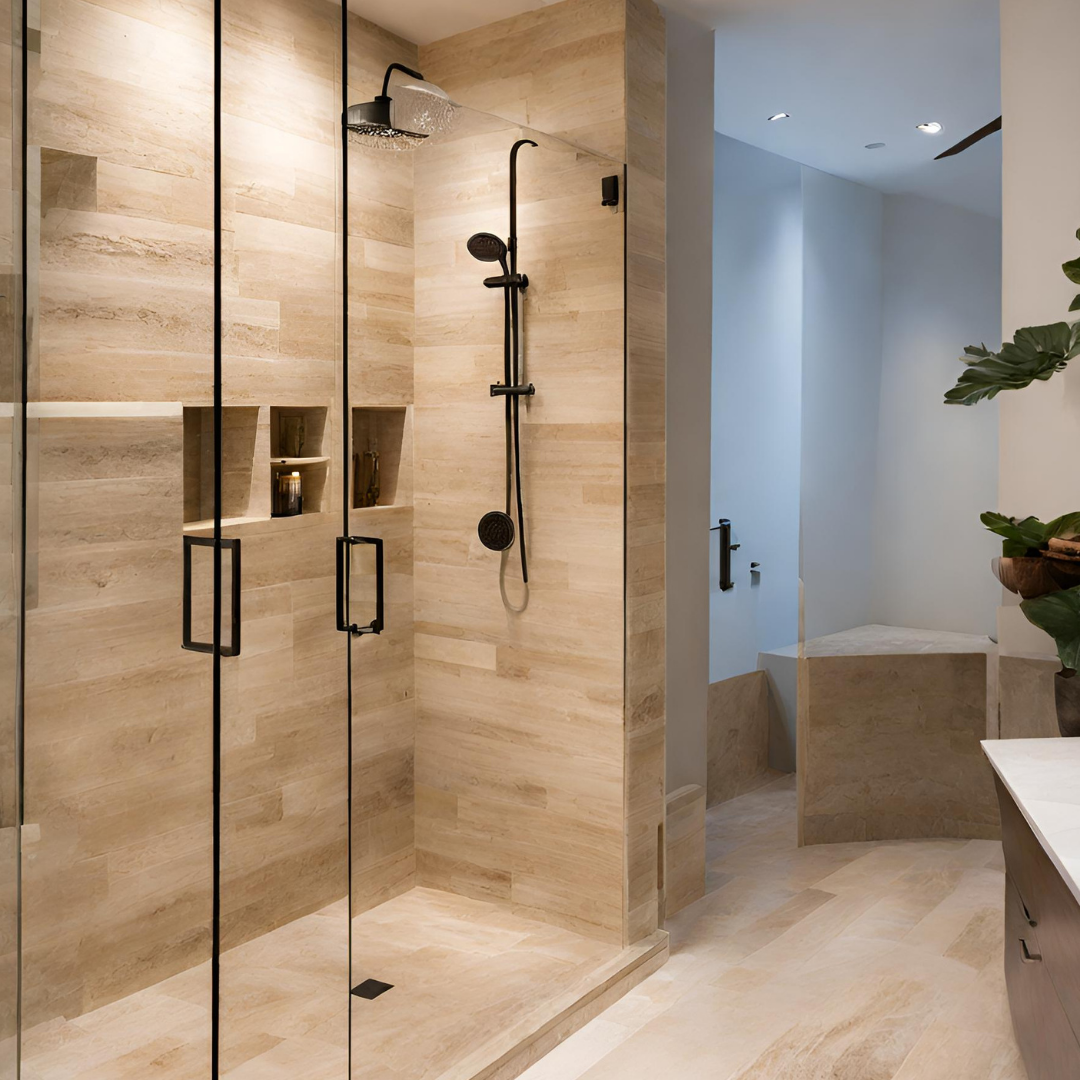 marbrier à draguignan douche à l'italienne en travertin