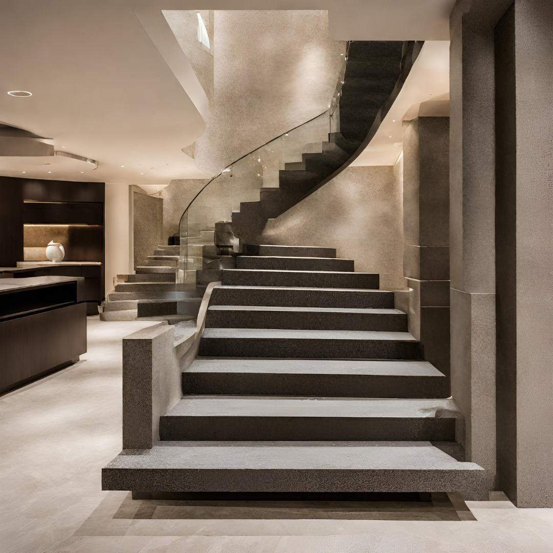 escalier sur-mesure en granit pour intérieur à Fréjus