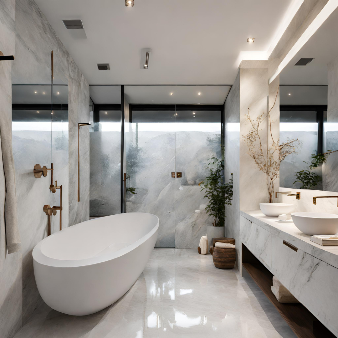 revêtement salle de bain en marbre de carrare à fréjus