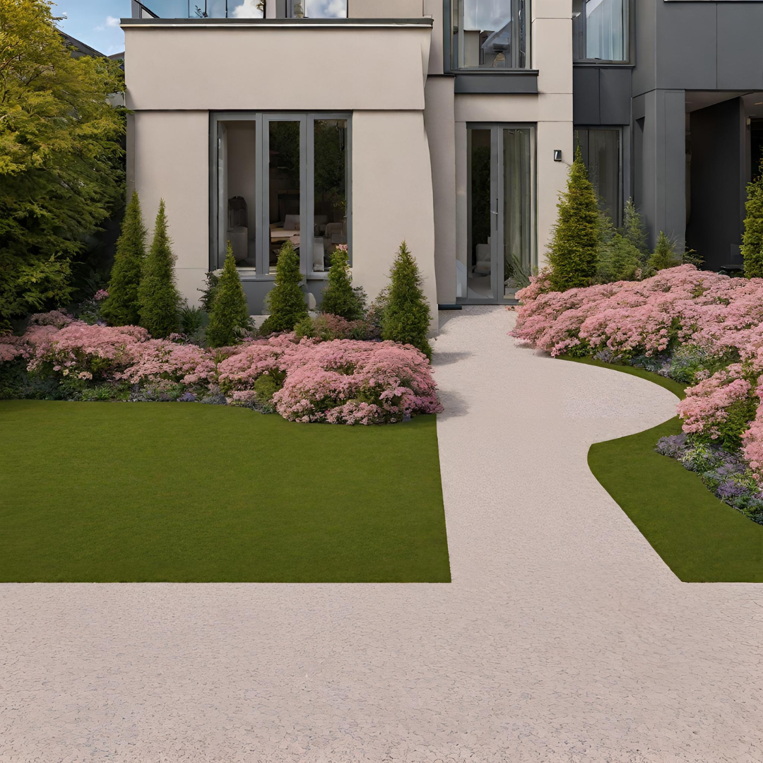 pose de pavé en granit gris rosé - marbrier 