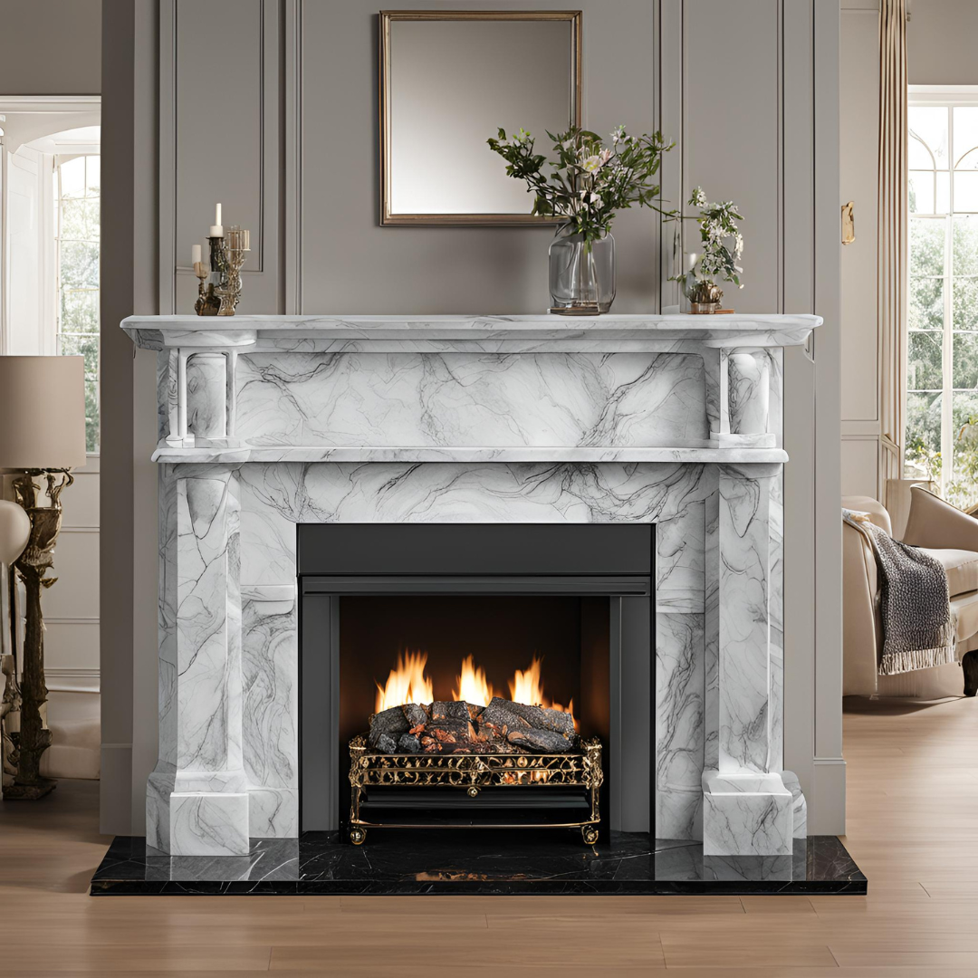 manteau en marbre de carrare pour cheminée cannes alpes maritimes