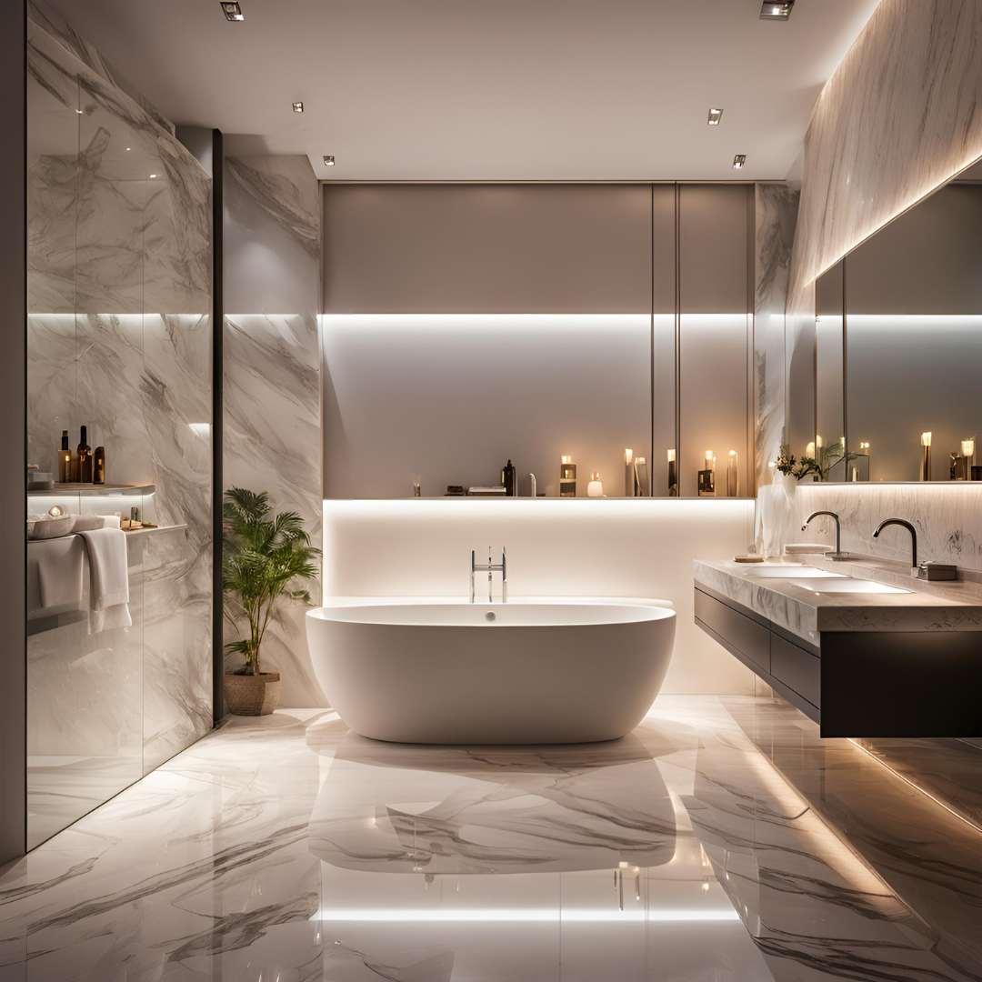 Marbrerie pour conception de salle de bain en marbre de calacatta à Draguignan 83330 dans le Var