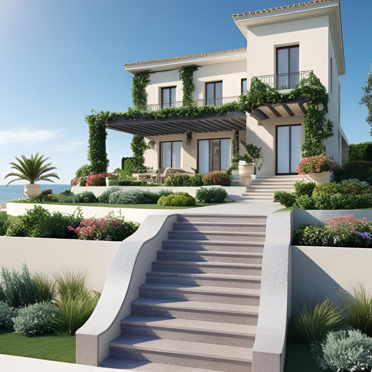 société de marbrerie pour escalier extérieur en granit rose à cannes dans les alpes maritimes