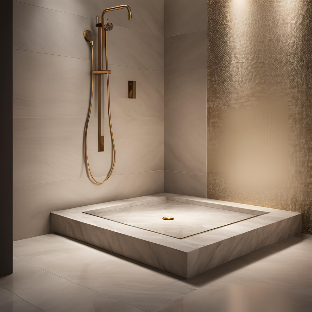 marbrier pour la création d’un receveur de douche sur mesure en quartzite Taj Mahal à Sainte-Maxime 83120